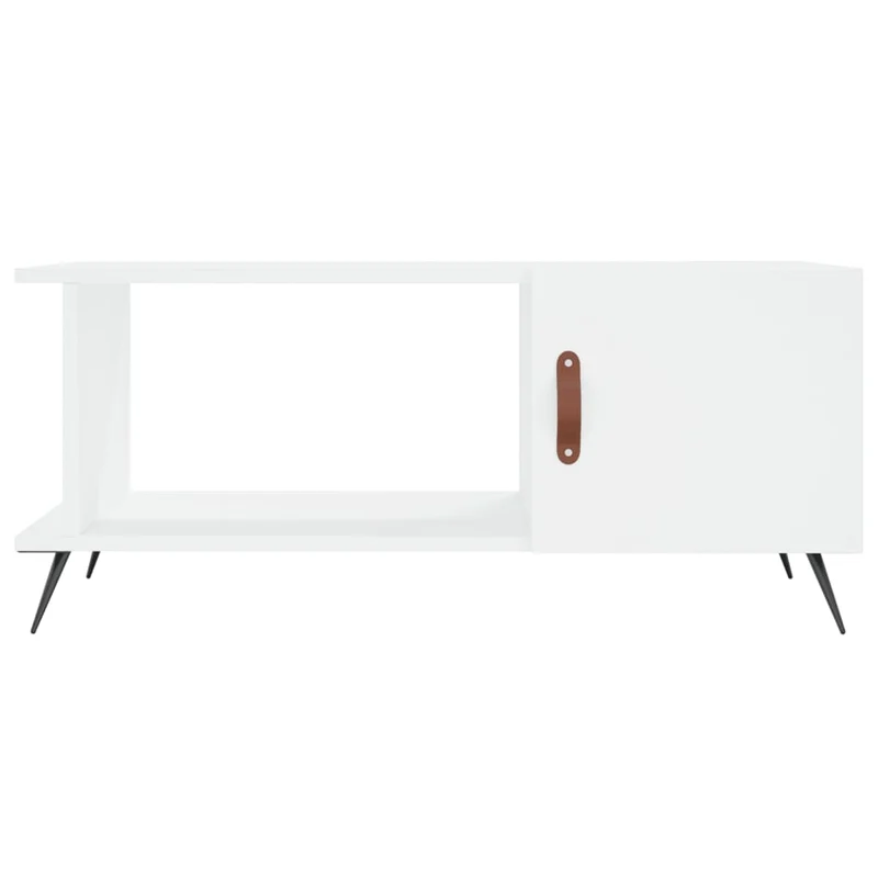 Table basse avec 2 compartiments design moderne et contemporaine 90 x 50 x 40 cm bois d'ingénierie blanc et fer DEC038012