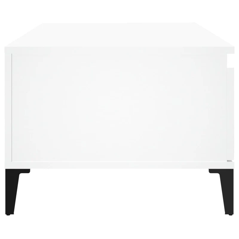 Table basse avec tiroir design moderne et contemporaine 90 x 50 x 36,5 cm bois d'ingénierie blanc et métal DEC037995