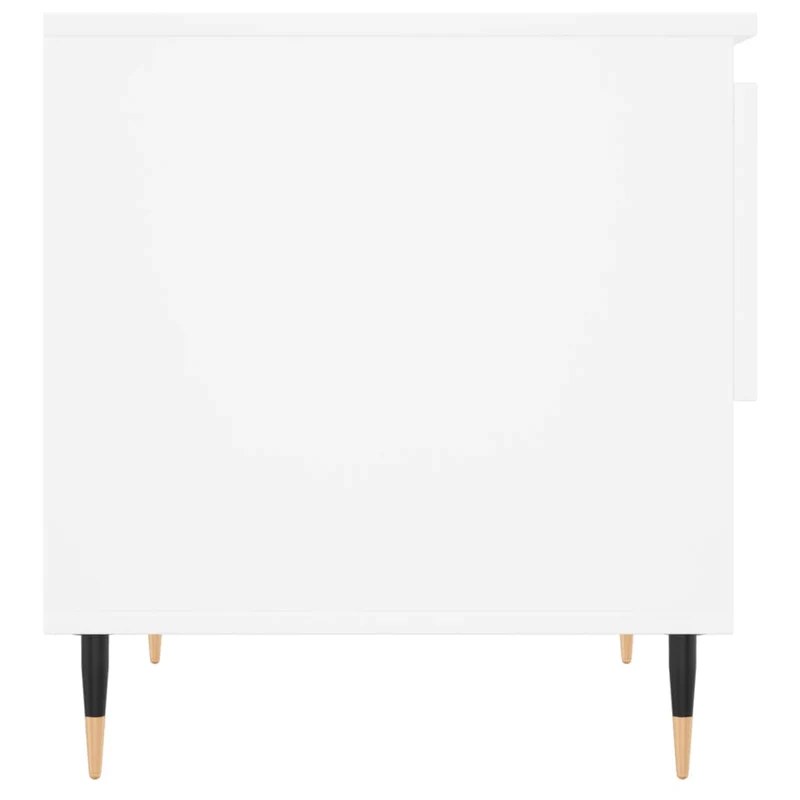 Table basse de salon avec tiroir design moderne 50 x 46 x 50 cm bois d’ingénierie blanc et métal DEC037875
