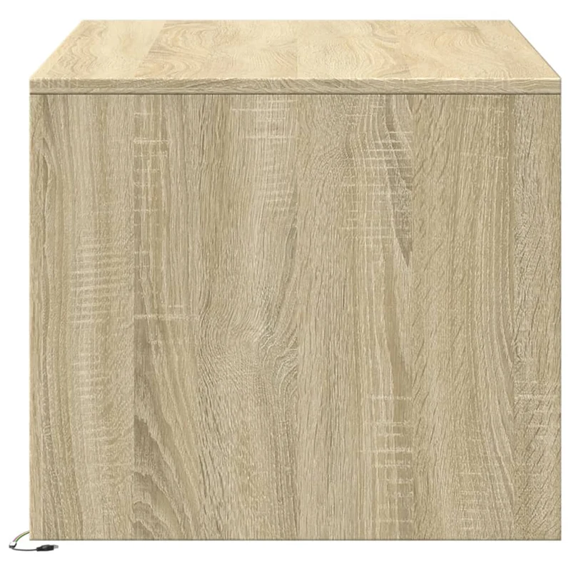 Table basse de salon design moderne avec lumières LED en bois d'ingénierie couleur chêne DEC037655