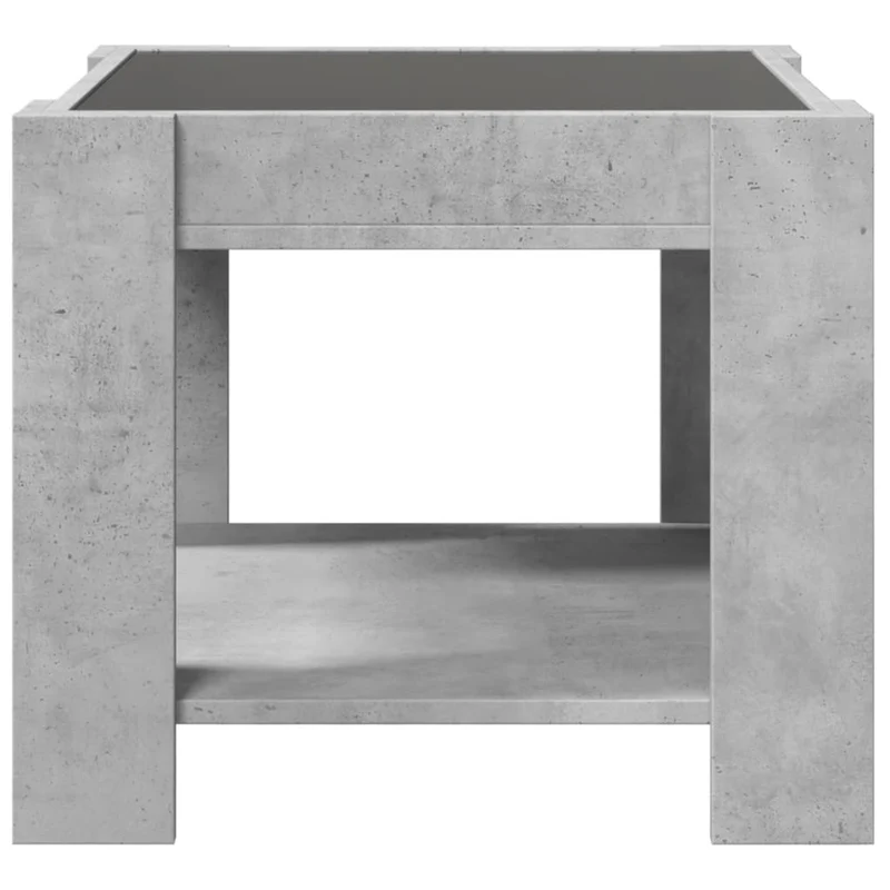 Table basse de salon design moderne avec LED 53 x 53 x 45 cm bois d'ingénierie gris et verre DEC037426