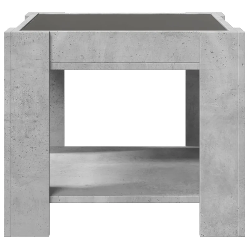 Table basse de salon design moderne avec LED 53 x 53 x 45 cm bois d'ingénierie gris et verre DEC037426