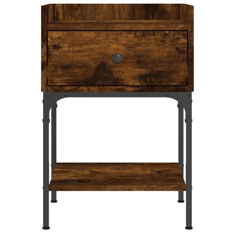 Table de chevet avec tiroir et étagère 40,5 x 31 x 60 cm bois d'ingénierie marron et métal DEC033551