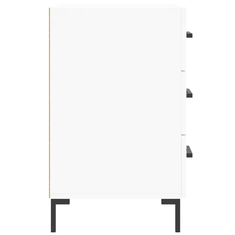 Table de chevet avec 3 tiroirs 40 x 40 x 66 cm bois d'ingénierie blanc et fer DEC033402