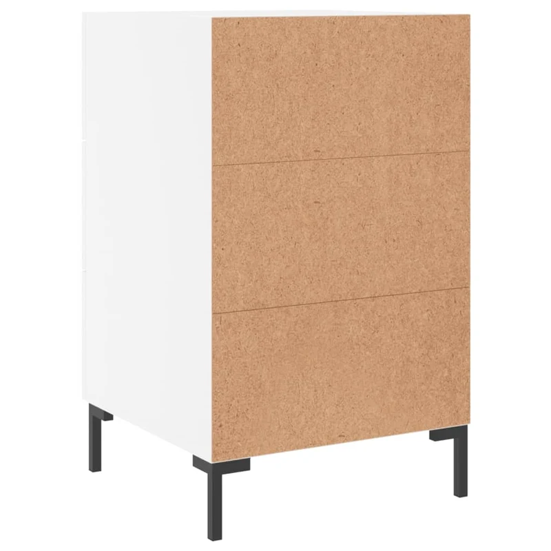 Table de chevet avec 3 tiroirs 40 x 40 x 66 cm bois d'ingénierie blanc et fer DEC033402