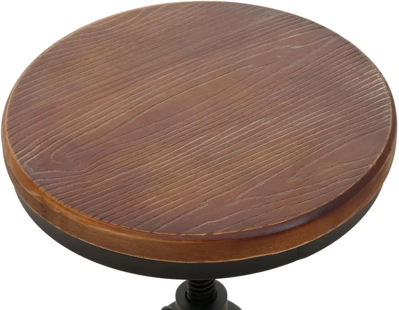 Lot de 2 tabourets de bar chaise haute design industriel réglable en hauteur avec repose-pieds rotatif en acier et bois massif marron TDB04087