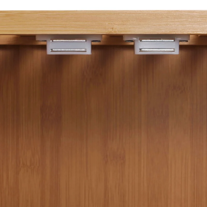 Armoire haute meuble de salle de bain étagère avec 2 portes 4 étagères bambou MDF 168x64x33 cm 04_0005757