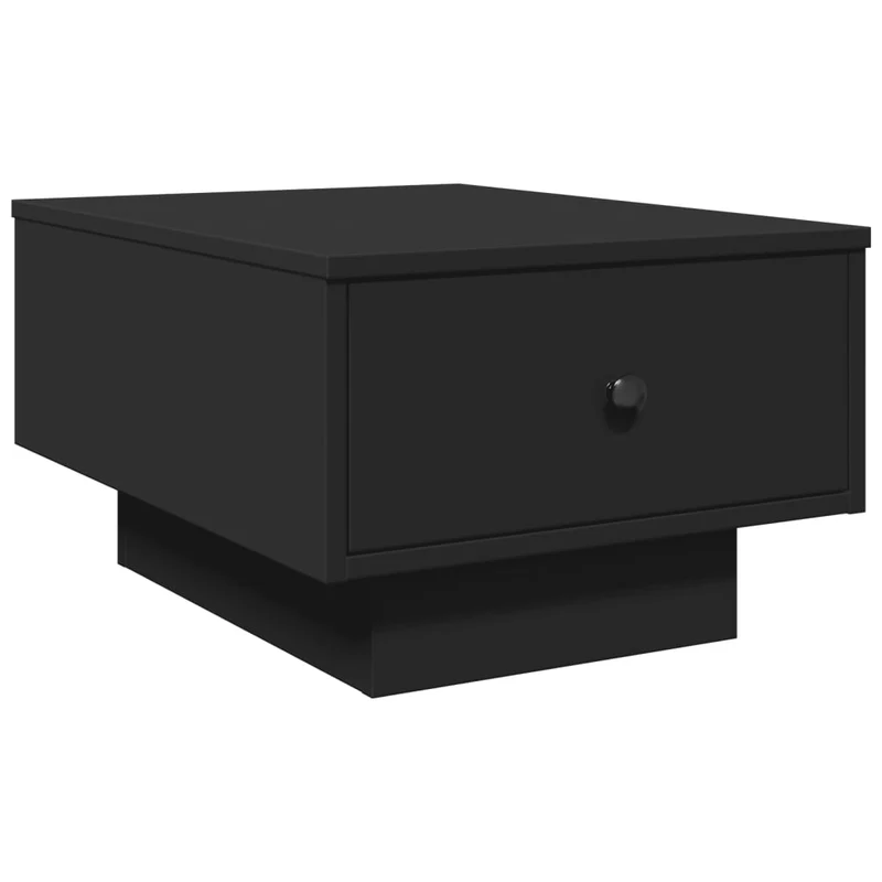 Table basse avec tiroir design moderne 60 x 45 x 31 cm bois d'ingénierie noir et métal DEC039704