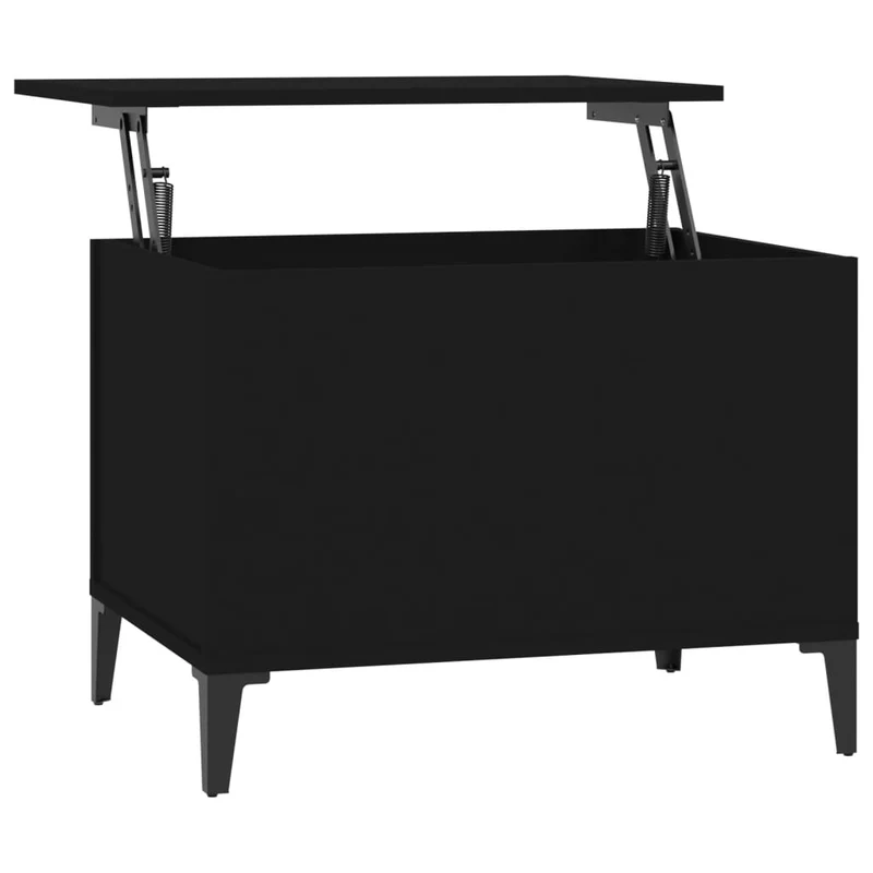 Table basse avec plateau relevable design moderne 60 x 44,5 x 45 cm bois d'ingénierie noir et métal DEC039700