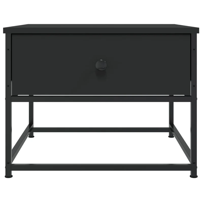 Table basse avec tiroir design industriel 51 x 51 x 40 cm bois d'ingénierie noir et métal DEC039680