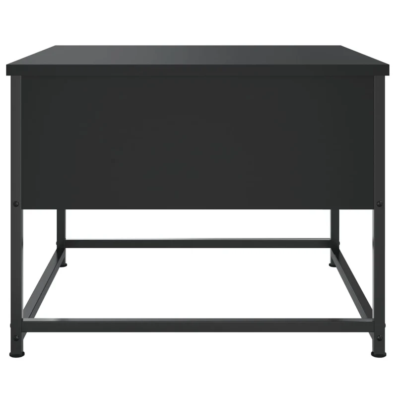 Table basse avec tiroir design industriel 51 x 51 x 40 cm bois d'ingénierie noir et métal DEC039680