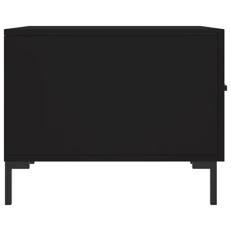 Table basse avec tiroir design moderne et contemporain 50 x 50 x 40 cm bois d'ingénierie noir et fer DEC039667