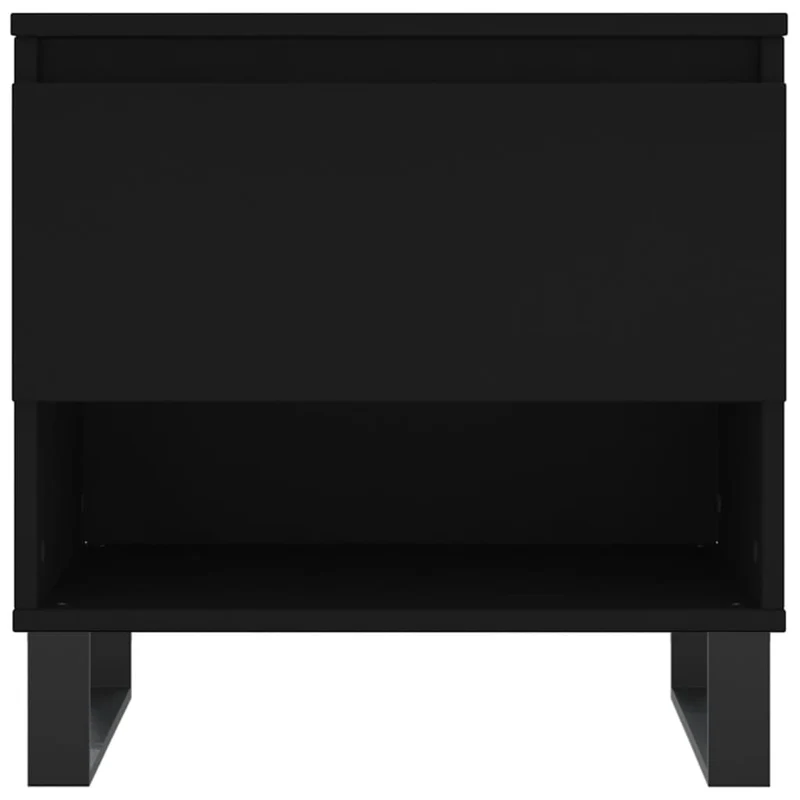 Table basse avec tiroir design moderne et contemporaine 50 x 46 x 50 cm bois d’ingénierie noir et métal DEC039657