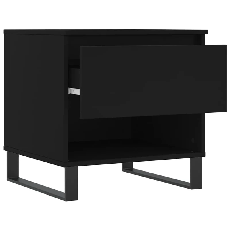 Table basse avec tiroir design moderne et contemporaine 50 x 46 x 50 cm bois d’ingénierie noir et métal DEC039657