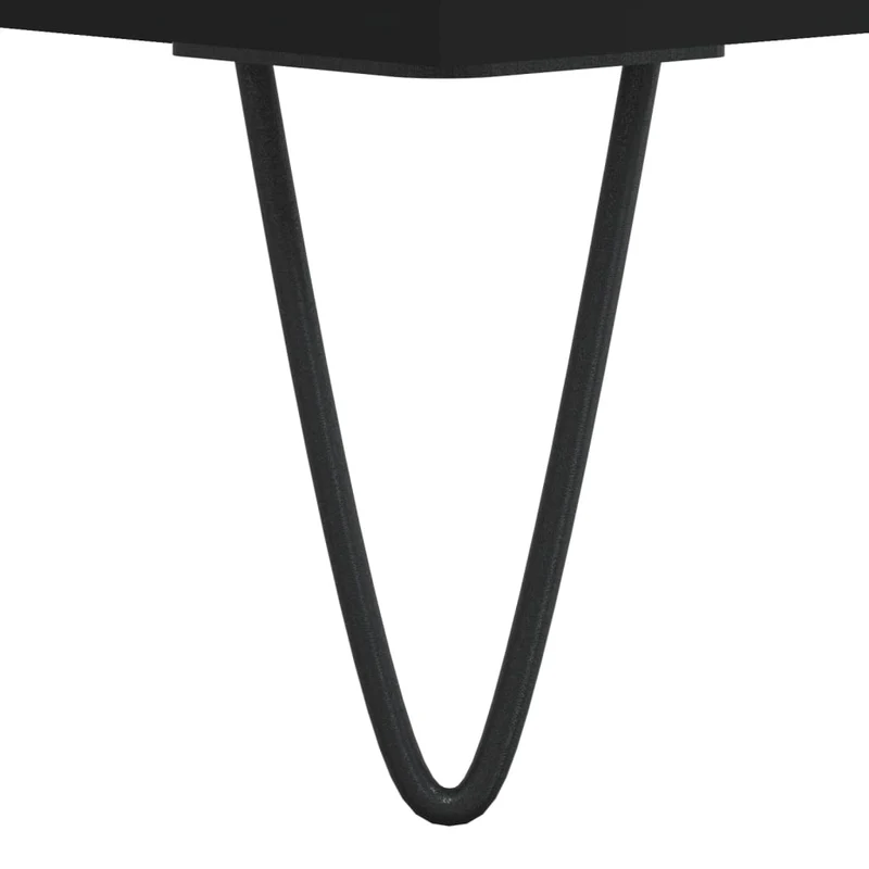 Table basse avec tiroir design moderne 50 x 46 x 50 cm bois d’ingénierie noir et métal DEC039656