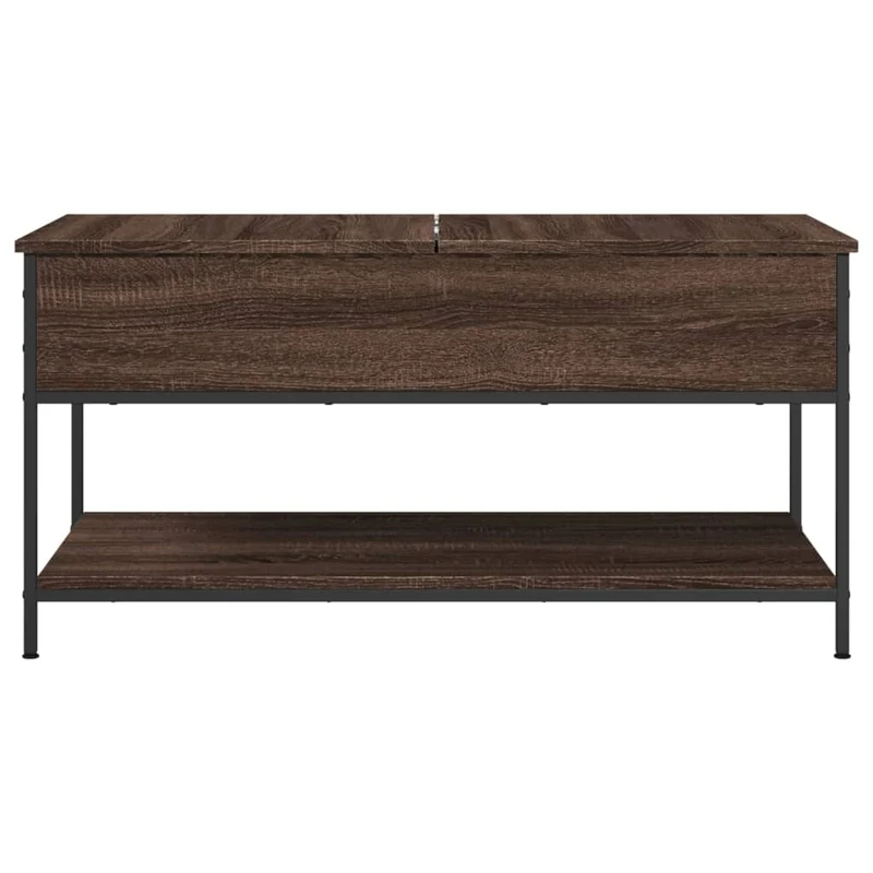 Table basse avec espace de rangement design industriel 100 x 50 x 50cm bois d'ingénierie marron et métal DEC038599