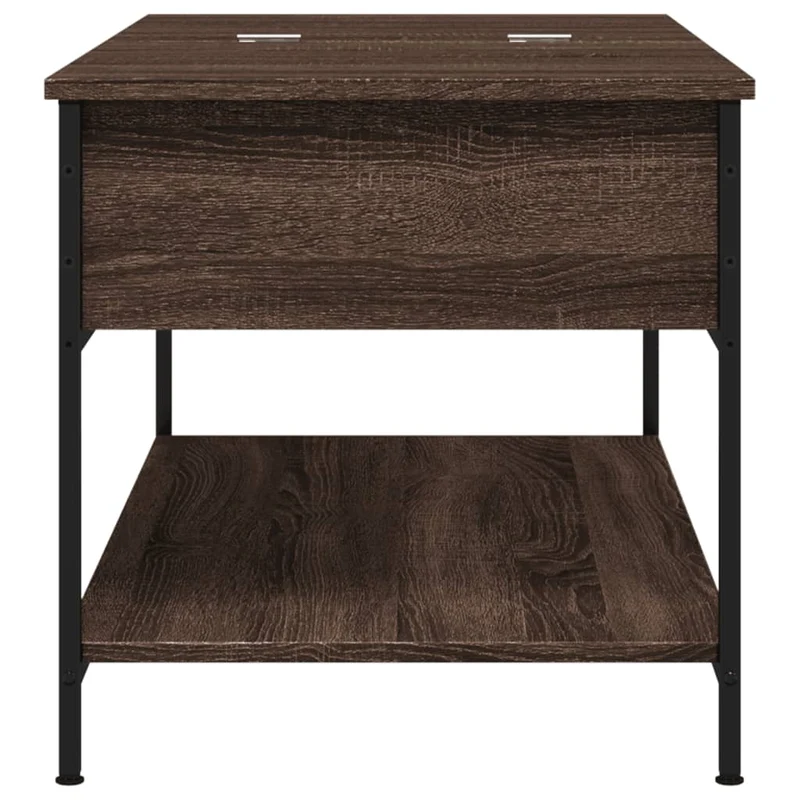 Table basse avec espace de rangement design industriel 100 x 50 x 50cm bois d'ingénierie marron et métal DEC038599