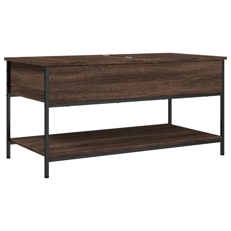 Table basse avec espace de rangement design industriel 100 x 50 x 50cm bois d'ingénierie marron et métal DEC038599