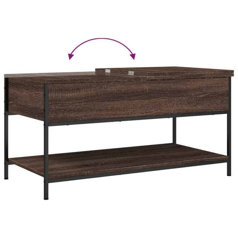 Table basse avec espace de rangement design industriel 100 x 50 x 50cm bois d'ingénierie marron et métal DEC038599