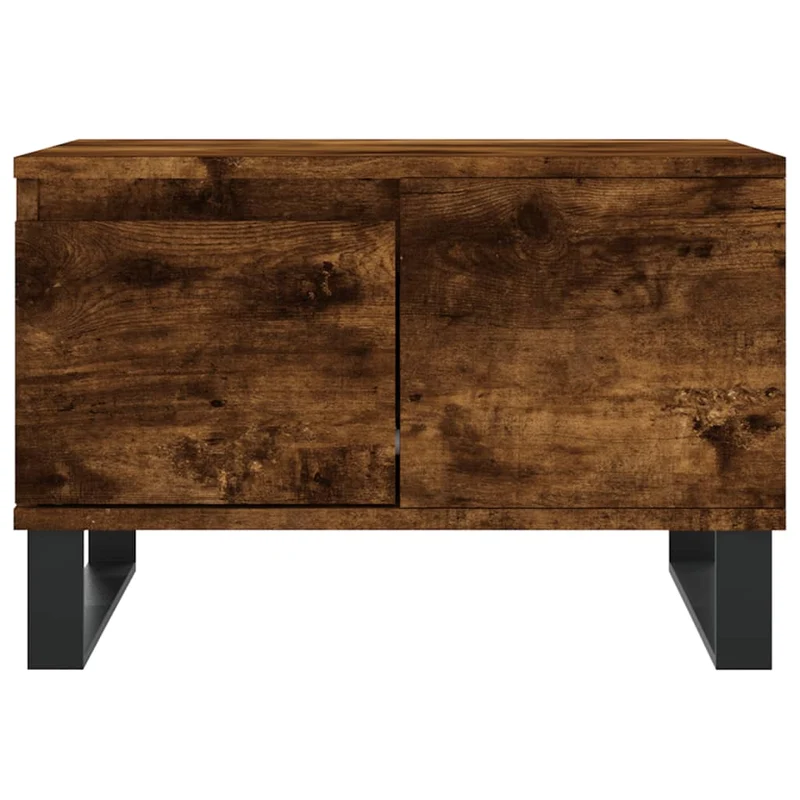 Table basse avec tiroirs design rustique 55 x 55 x 36,5 cm bois d'ingénierie marron et métal DEC038430