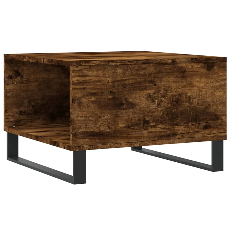 Table basse avec tiroirs design rustique 55 x 55 x 36,5 cm bois d'ingénierie marron et métal DEC038430
