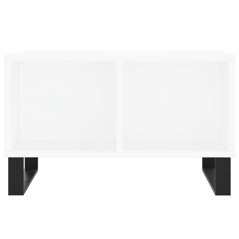 Table basse avec 4 compartiments design moderne et contemporaine 60 x 50 x 36,5 cm bois d'ingénierie blanc et métal DEC037916