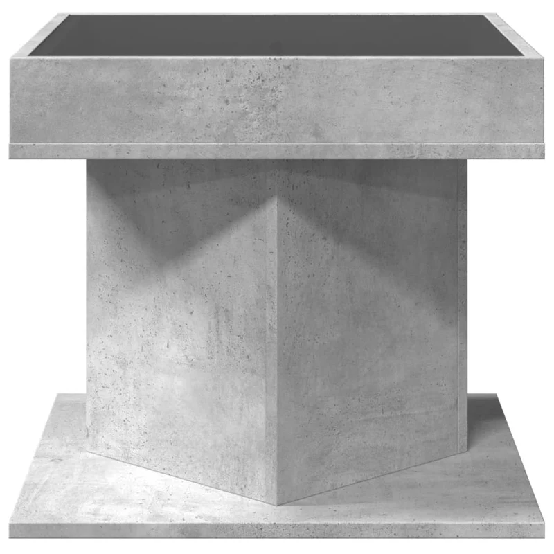 Table basse de salon design moderne avec LED 50 x 50 x 45 cm bois d'ingénierie gris et verre DEC037424