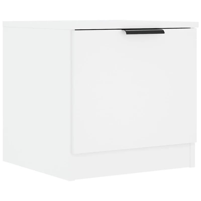 Lot de 2 tables de chevet avec compartiment avec porte 40 x 39 x 40 cm bois d'ingénierie blanc DEC034954