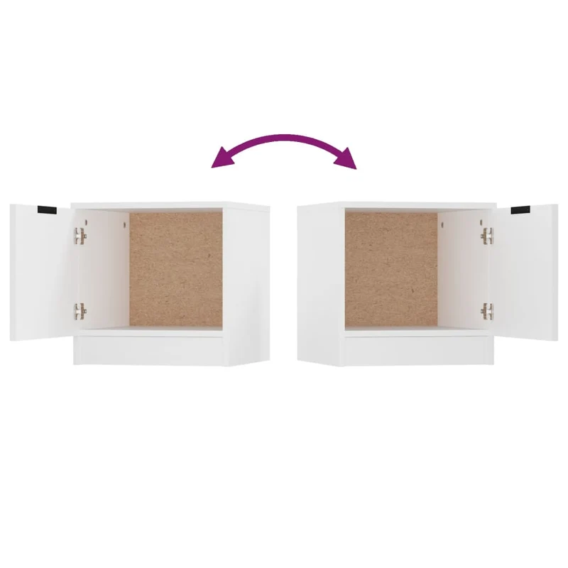 Lot de 2 tables de chevet avec compartiment avec porte 40 x 39 x 40 cm bois d'ingénierie blanc DEC034954