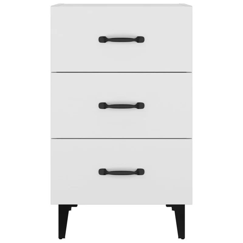 Table de chevet avec 3 tiroirs 40 x 40 x 66 cm bois d'ingénierie blanc et métal DEC033398
