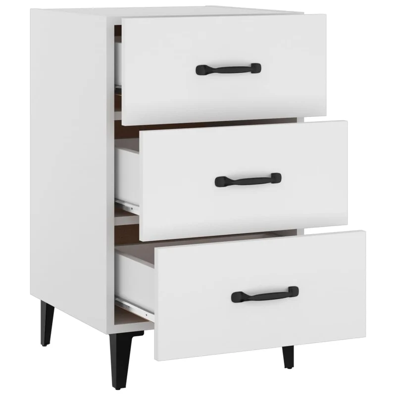 Table de chevet avec 3 tiroirs 40 x 40 x 66 cm bois d'ingénierie blanc et métal DEC033398