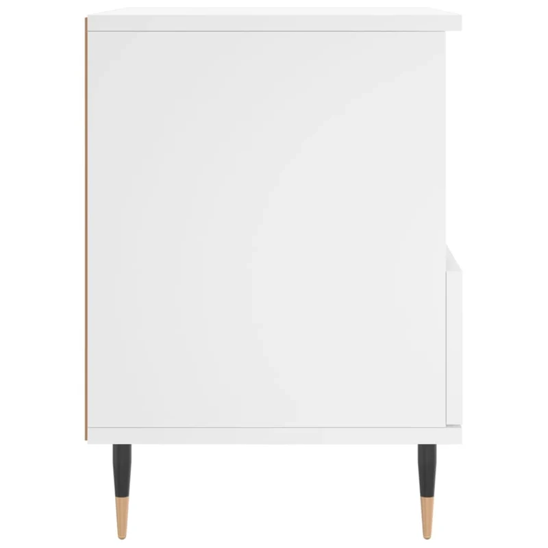 Table de chevet avec tiroir et compartiment ouvert 40 x 35 x 50 cm bois d’ingénierie blanc et métal DEC033371