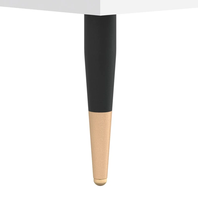 Table de chevet avec tiroir et compartiment ouvert 40 x 35 x 50 cm bois d’ingénierie blanc et métal DEC033371