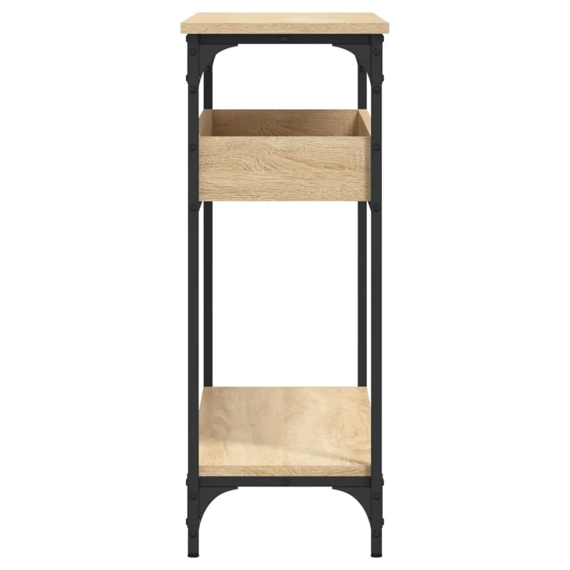 Table console avec étagère style industriel 100 x 29 x 75 cm bois d'ingénierie couleur chêne et métal DEC031646