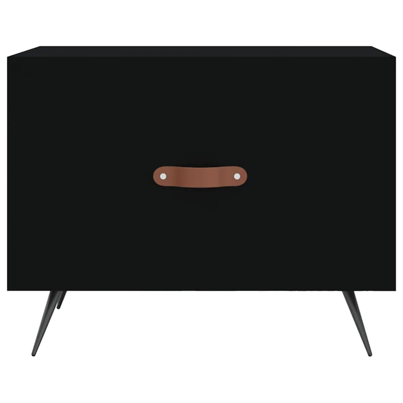 Table basse avec tiroir design moderne et contemporaine 50 x 50 x 40 cm bois d'ingénierie noir et fer DEC039672