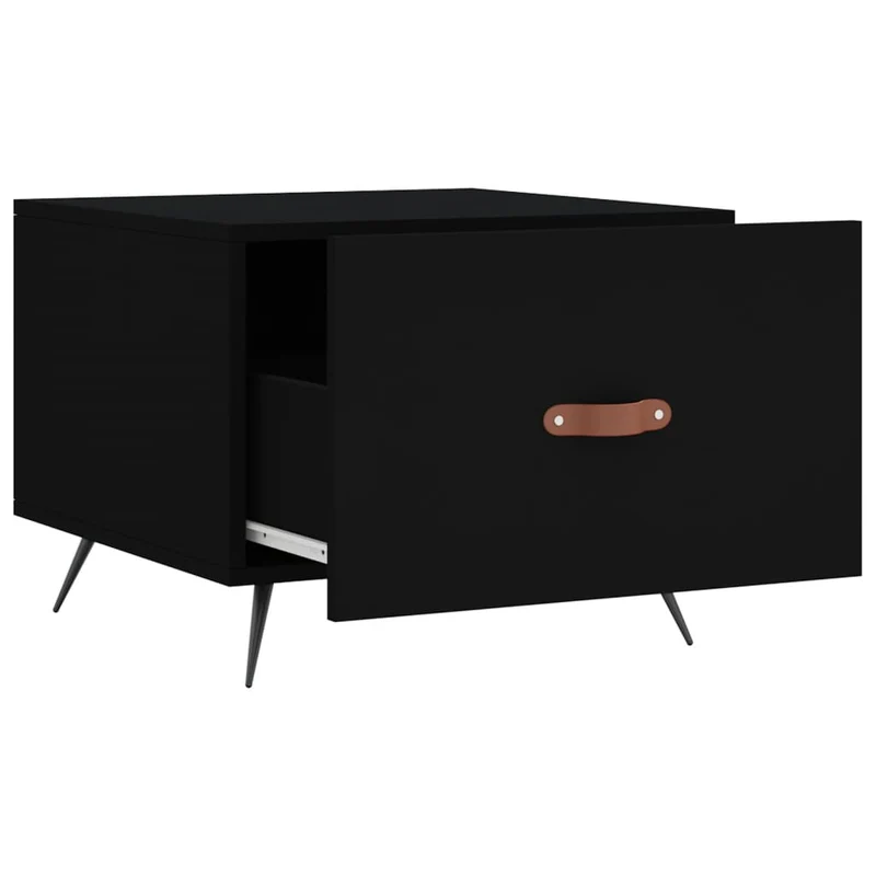 Table basse avec tiroir design moderne et contemporaine 50 x 50 x 40 cm bois d'ingénierie noir et fer DEC039672