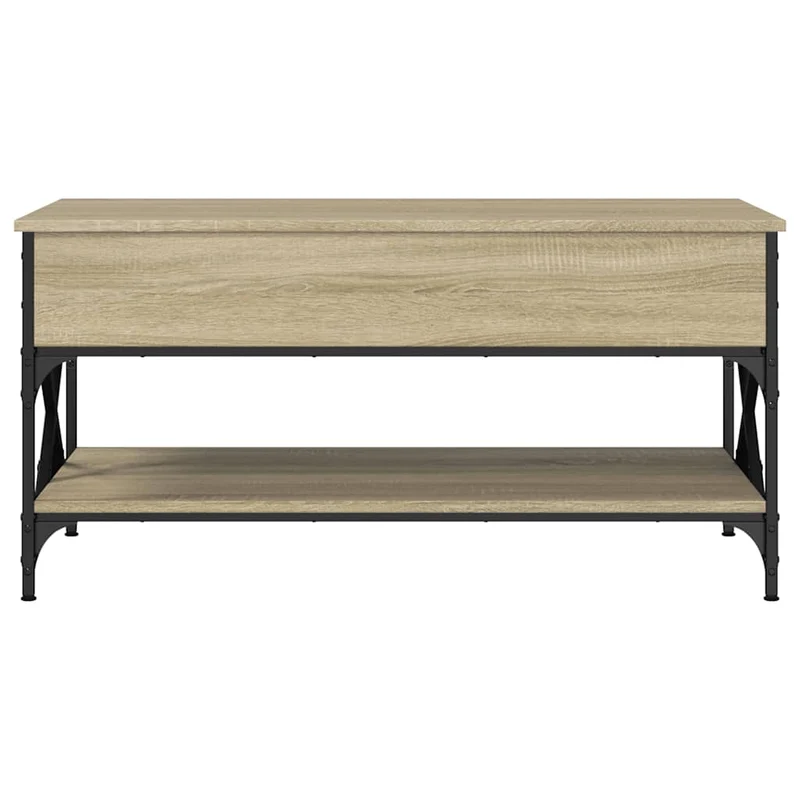 Table basse avec plateau relevable design rustique et industriel 100 x 50 x 50cm bois d'ingénierie et métal DEC038874
