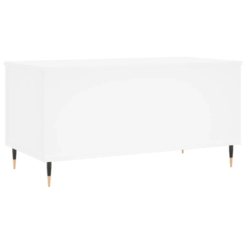 Table basse avec plateau relevable design moderne 90 x 44,5 x 45 cm bois d'ingénierie blanc et métal DEC037982