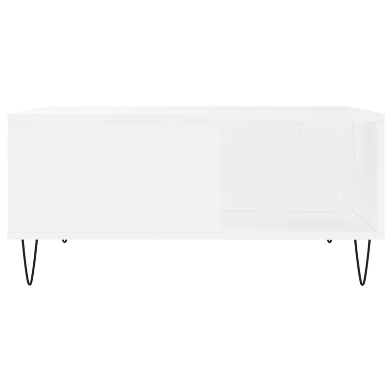Table basse design moderne et contemporaine 80 x 80 x 36,5 cm bois d'ingénierie blanc et métal DEC037973
