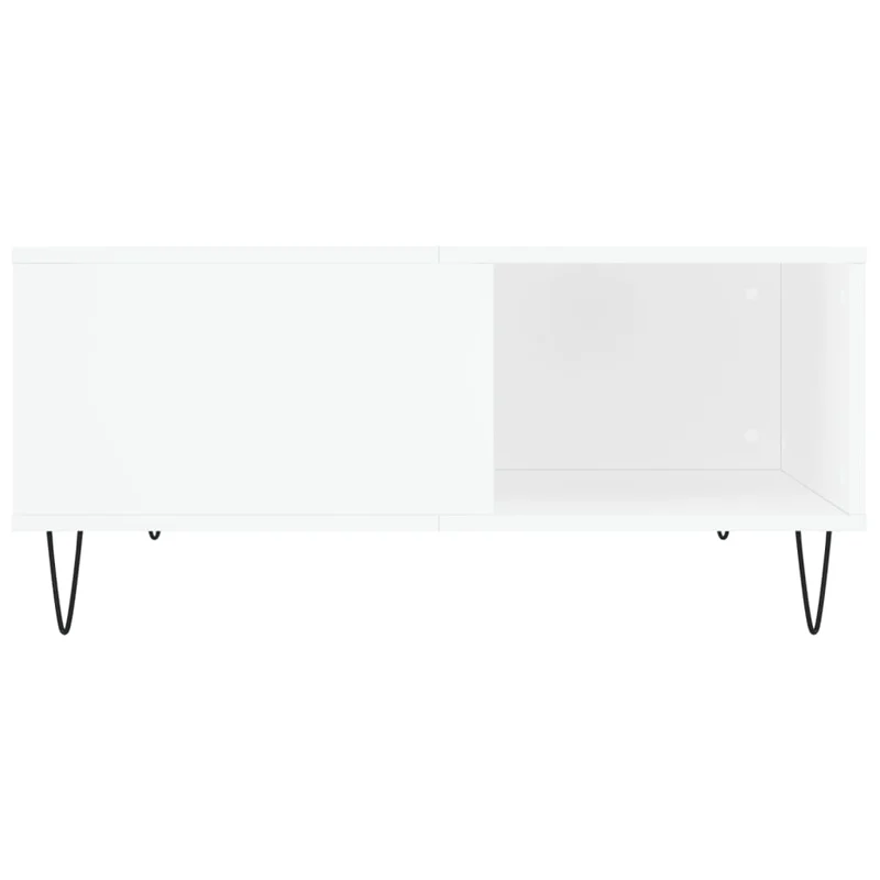 Table basse design moderne et contemporaine 80 x 80 x 36,5 cm bois d'ingénierie blanc et métal DEC037973