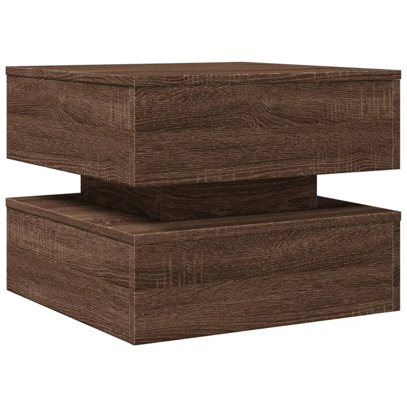 Table basse de salon design moderne avec lumières LED 50 x 50 x 40 cm bois d'ingénierie marron DEC037631