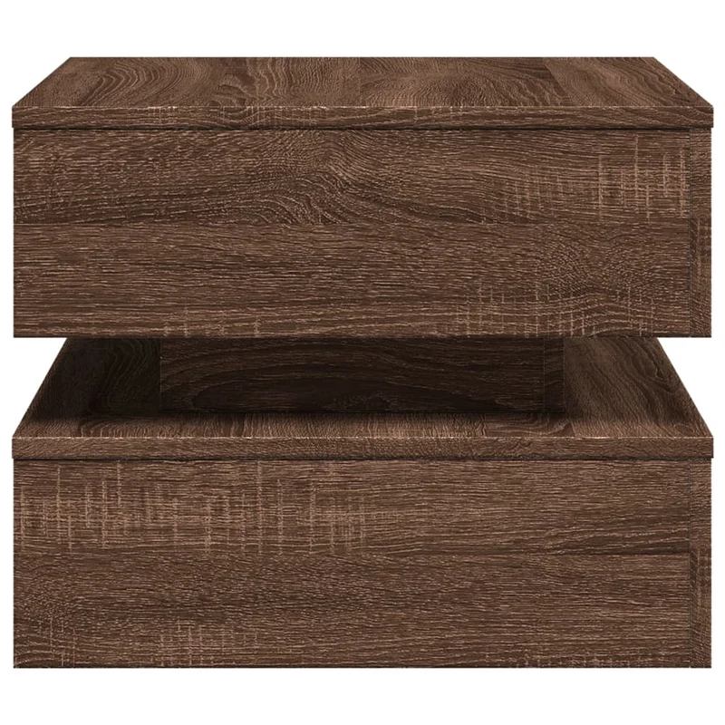 Table basse de salon design moderne avec lumières LED 50 x 50 x 40 cm bois d'ingénierie marron DEC037631