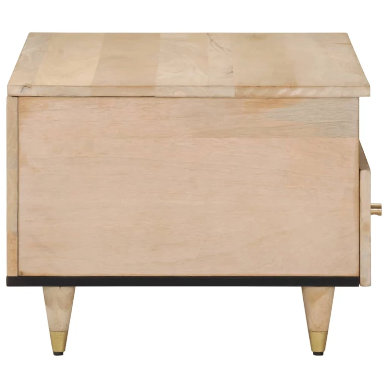 Table basse de salon design moderne avec motifs sculptés 80 x 54 x 40 cm bois de manguier massif DEC037175