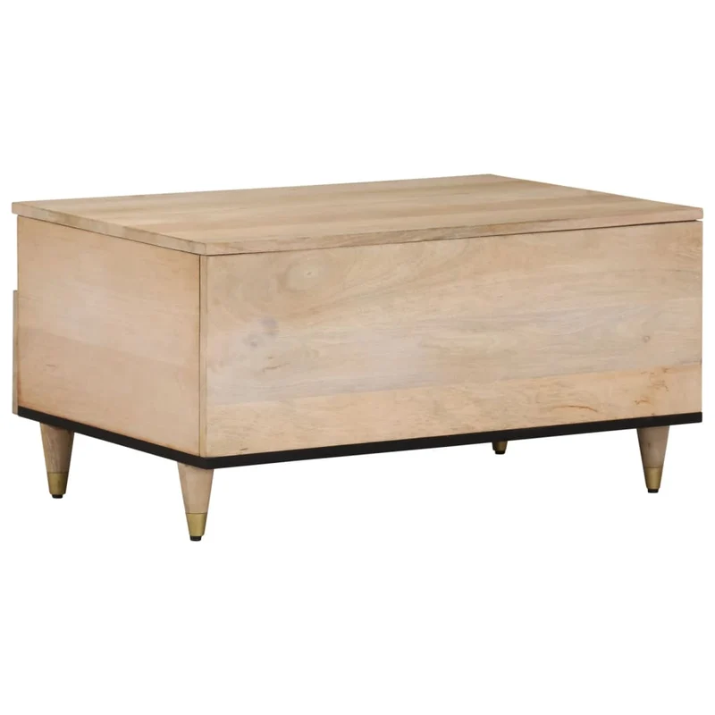 Table basse de salon design moderne avec motifs sculptés 80 x 54 x 40 cm bois de manguier massif DEC037175