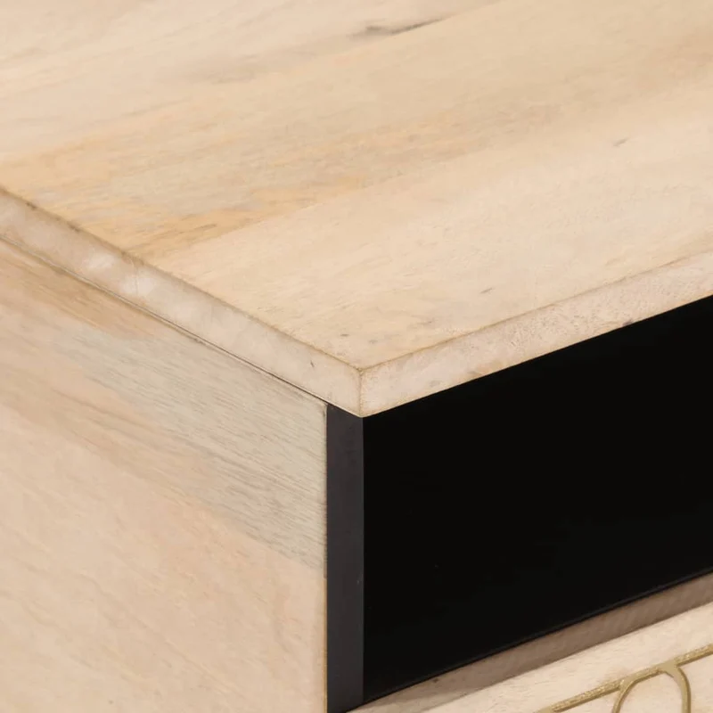 Table basse de salon design moderne avec motifs sculptés 80 x 54 x 40 cm bois de manguier massif DEC037175