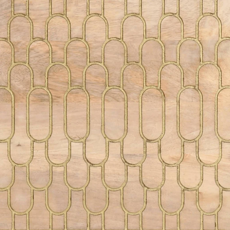 Table basse de salon design moderne avec motifs sculptés 80 x 54 x 40 cm bois de manguier massif DEC037175