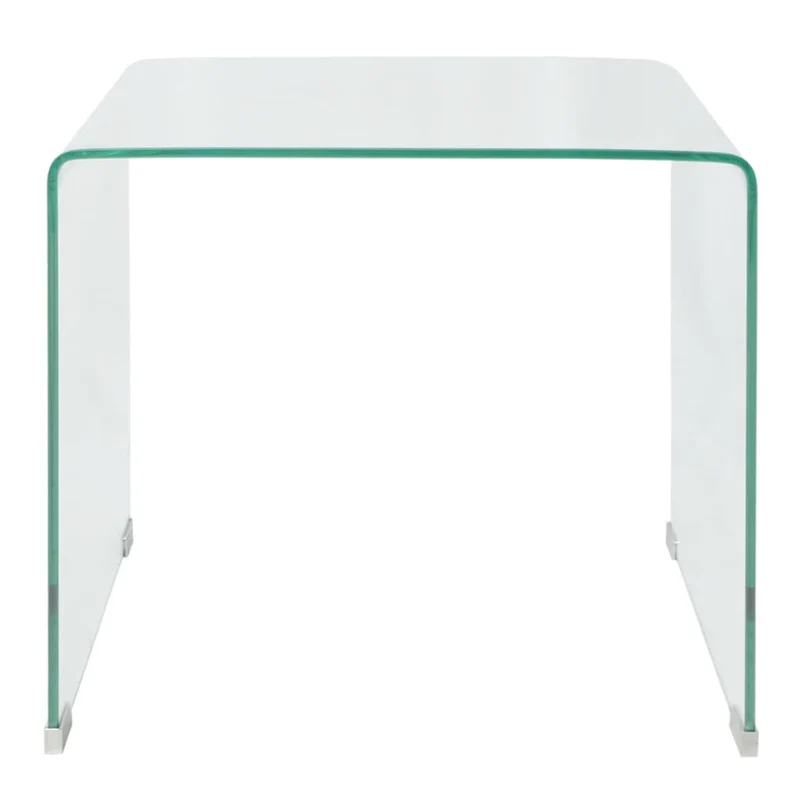 Table basse de salon design moderne 49,5 x 50 x 45 cm verre trempé transparent DEC037074