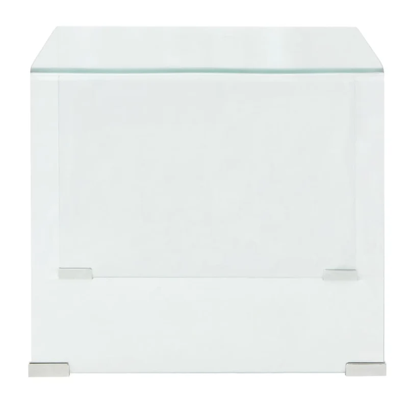 Table basse de salon design moderne 49,5 x 50 x 45 cm verre trempé transparent DEC037074