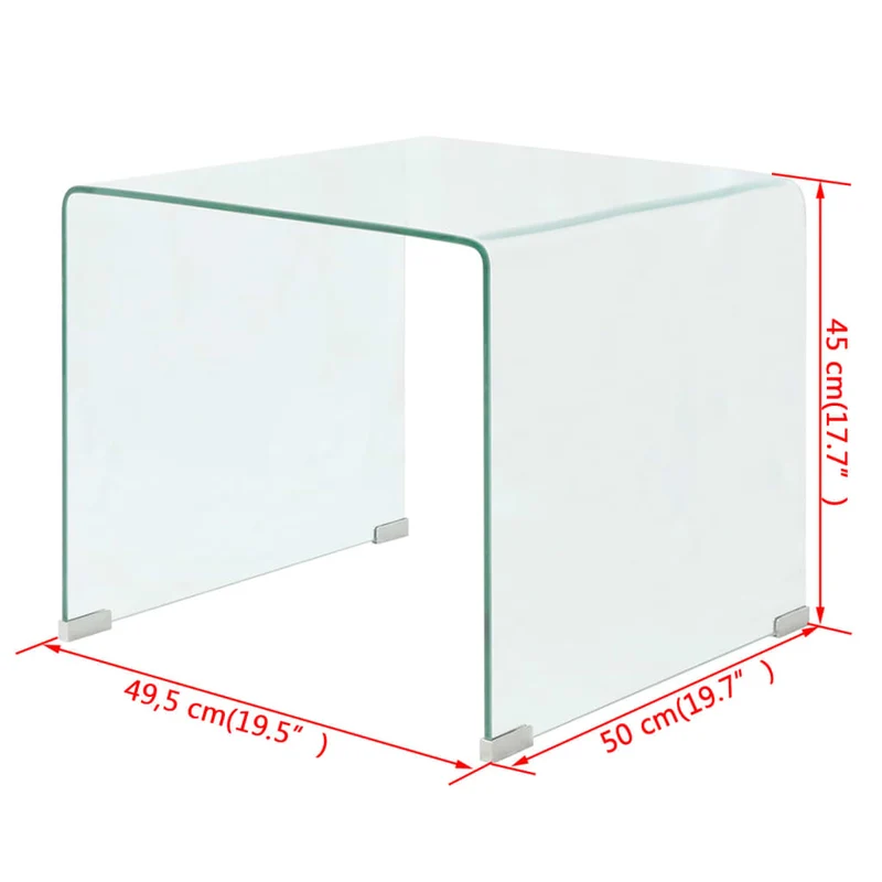 Table basse de salon design moderne 49,5 x 50 x 45 cm verre trempé transparent DEC037074
