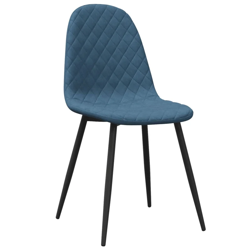 Set de 2 chaises de salle à manger coutures en losange en tissu velours bleu et métal DEC025484